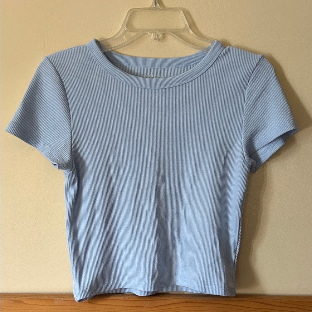 American Eagle Outfitters Baby Blue Ribbed Tee